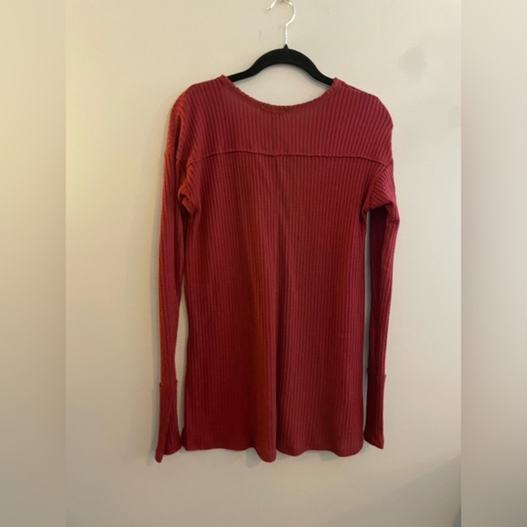 Princess Vera Wang Dark Red Long Sleeve Waffle Loose Shirt - Picture 5 of 5